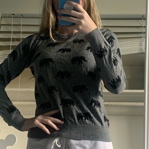 Gray elephant print sweater